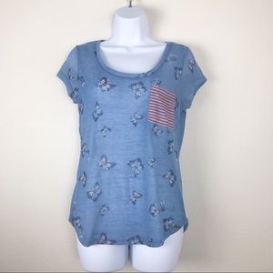 Blue butterfly print shirt